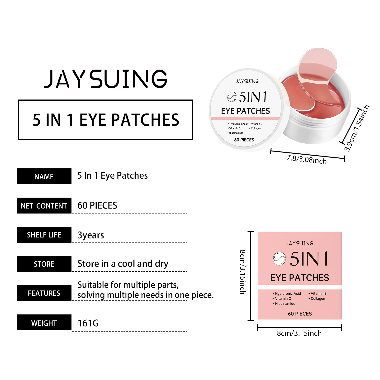 JAYSUING Set di 60 Patch Occhi - Hyaluronic Acid Serum recensione e prezzo